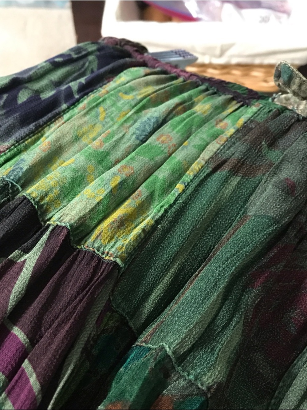 YOUNG THREADS NWT Skirt Green Multi Color Maxi Size Medium